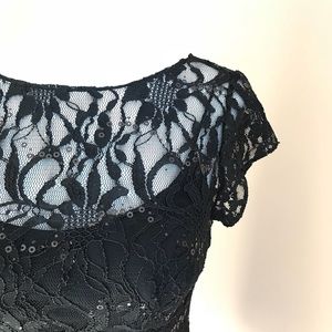 Hailey | Lace Black Sequin Dress |